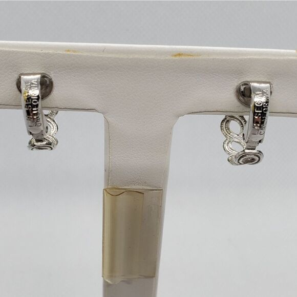 Vintage Louis Segal Silver Hoop Clip-On Earrings - Picture 5 of 7